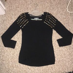 Olivia Sky Black Beaded Sweater